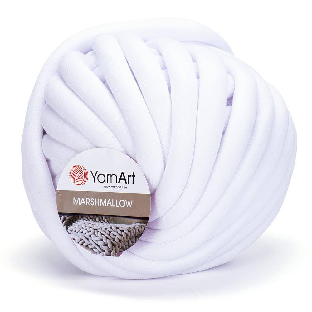 

Толстая пряжа шнур трикотажная YarnArt Marshmallow 901 белый (Ярнарт Маршмеллоу)