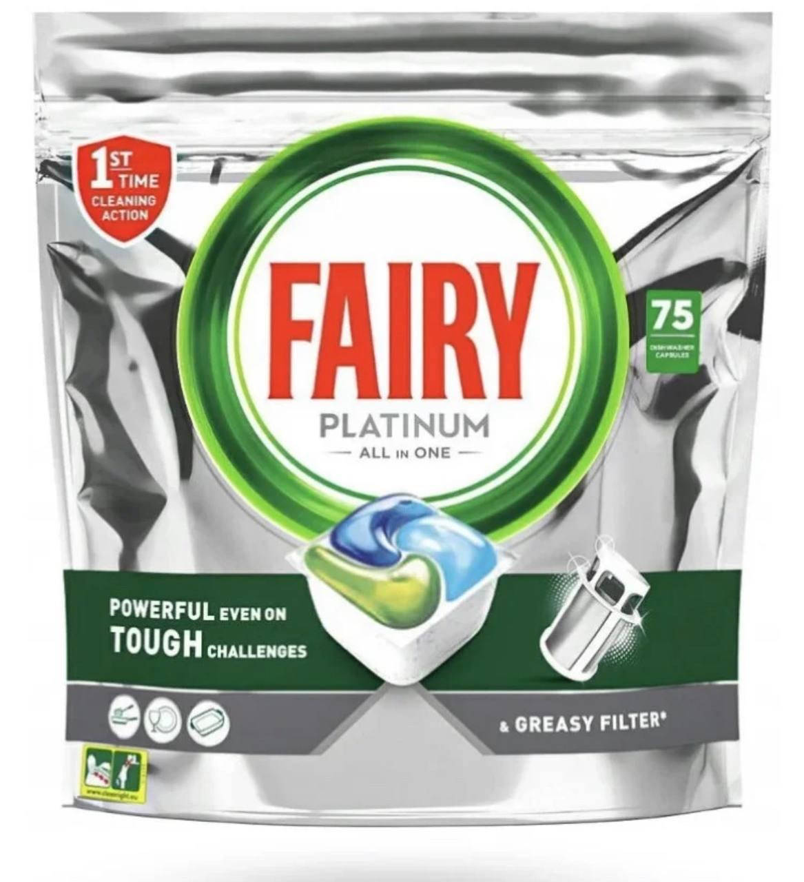 

Капсулы для посудомойной машины Fairy Platinum All-in-One 75 штук фейри платинум без фосфатов