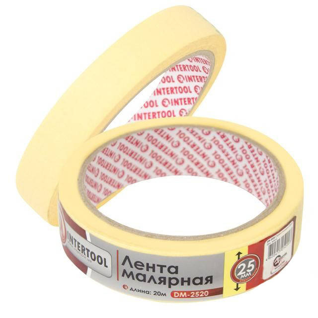 

Лента малярная (скотч) INTERTOOL 25мм x 20м DM-2520