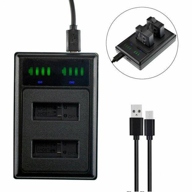 

Зарядное устройство Alitek LCD USB для двух аккумуляторов GoPro Hero 9 AHDBT-901