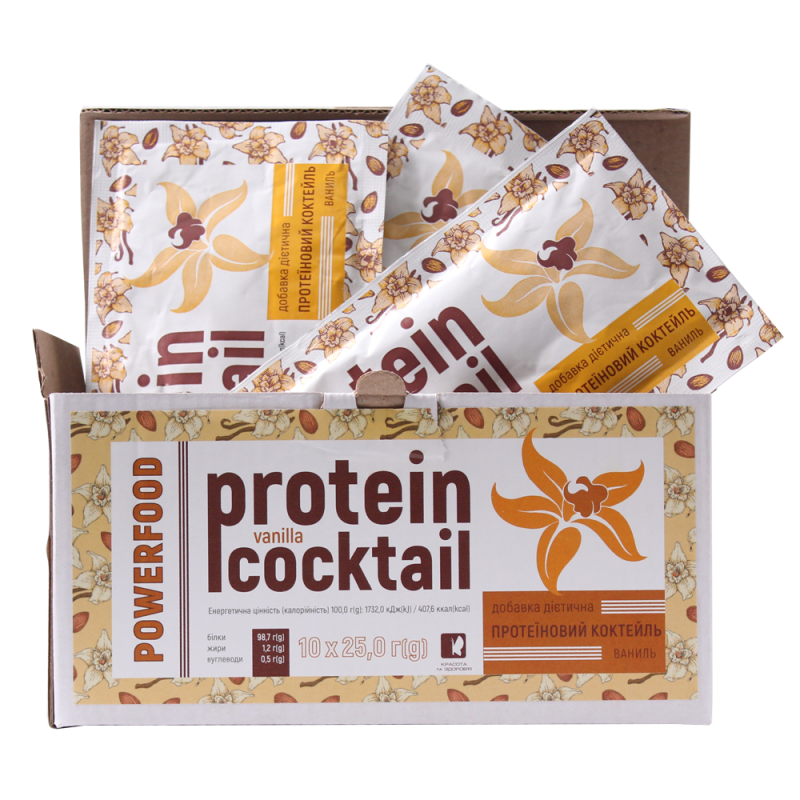 

Протеиновый коктейль POWERFOOD ваниль, диетическая добавка, саше 10*25 г POWERFOOD