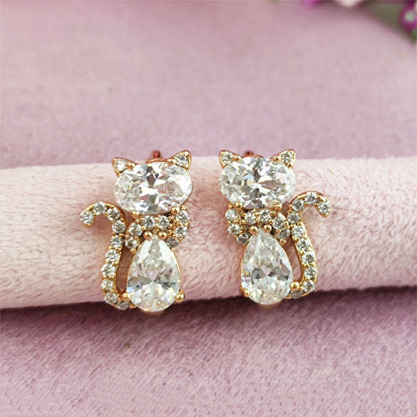 

Серьги кольца детские Xuping Котики медицинское золото позолота 18К А/В 1-1630, Золотистый