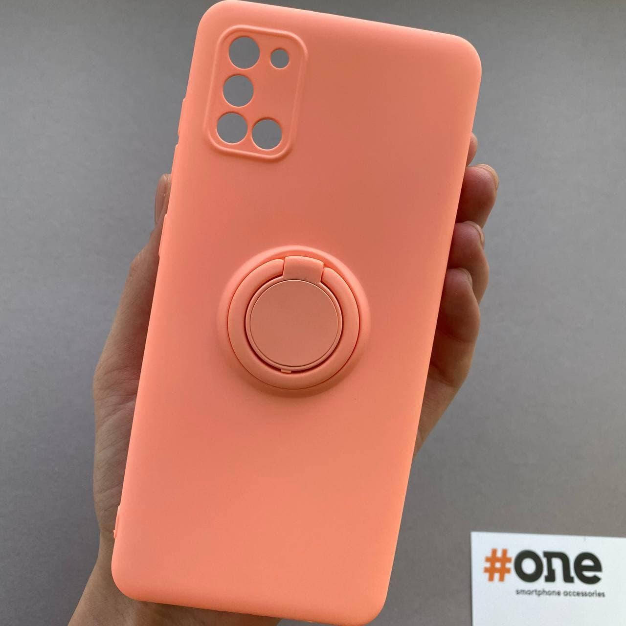 

Чехол для Samsung Galaxy A31 с кольцом подставкой матовый чехол на телефон самсунг а31 персиковый