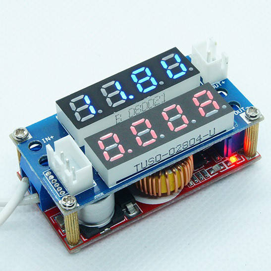 

XL4015 5A Понижающий преобразователь, регулировка напряжения, тока. LED синий+красный