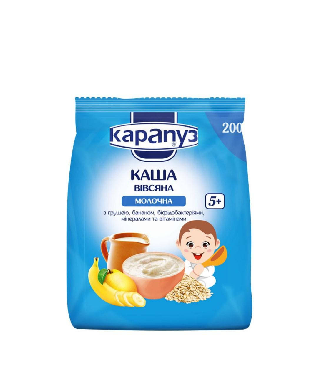 

Каша молочная овсяная с грушей,бананом,бифидобактериями,минералами и витаминами 5м+ 200г Карапуз Украина