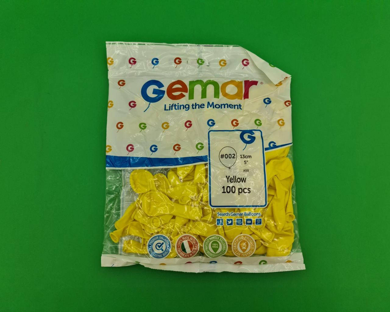 

Воздушные шарики пастель желтый 5" (13 см) 100 шт Gemar (1 пач)