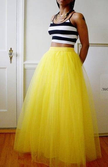 

Длинная женская юбка из фатина цвет желтый