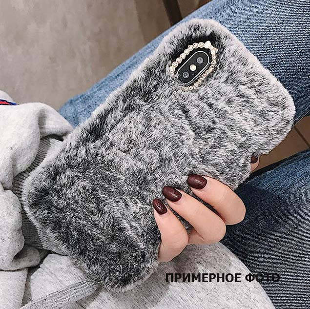 

Чехол для xiaomi redmi 9 / сяоми редми 9 плюшевый меховый теплый бампер (серый)