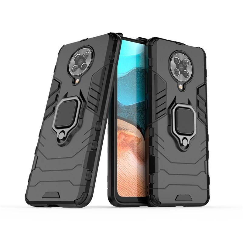 

Чехол Ring case для Xiaomi Poco F2 Pro бронированный бампер с кольцом черный