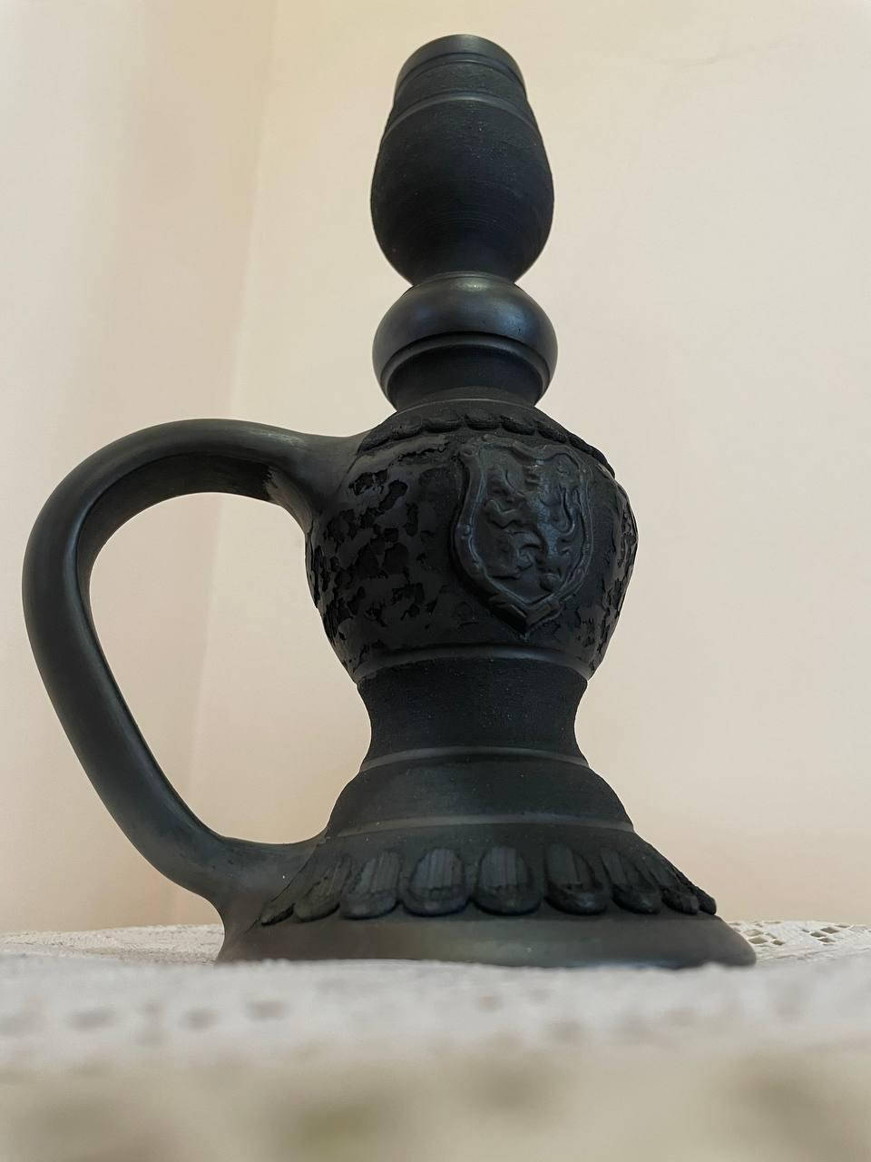 

Підсвічник з ручкою керамічний «Одинарний" глиняний чорнодимлений, Черный