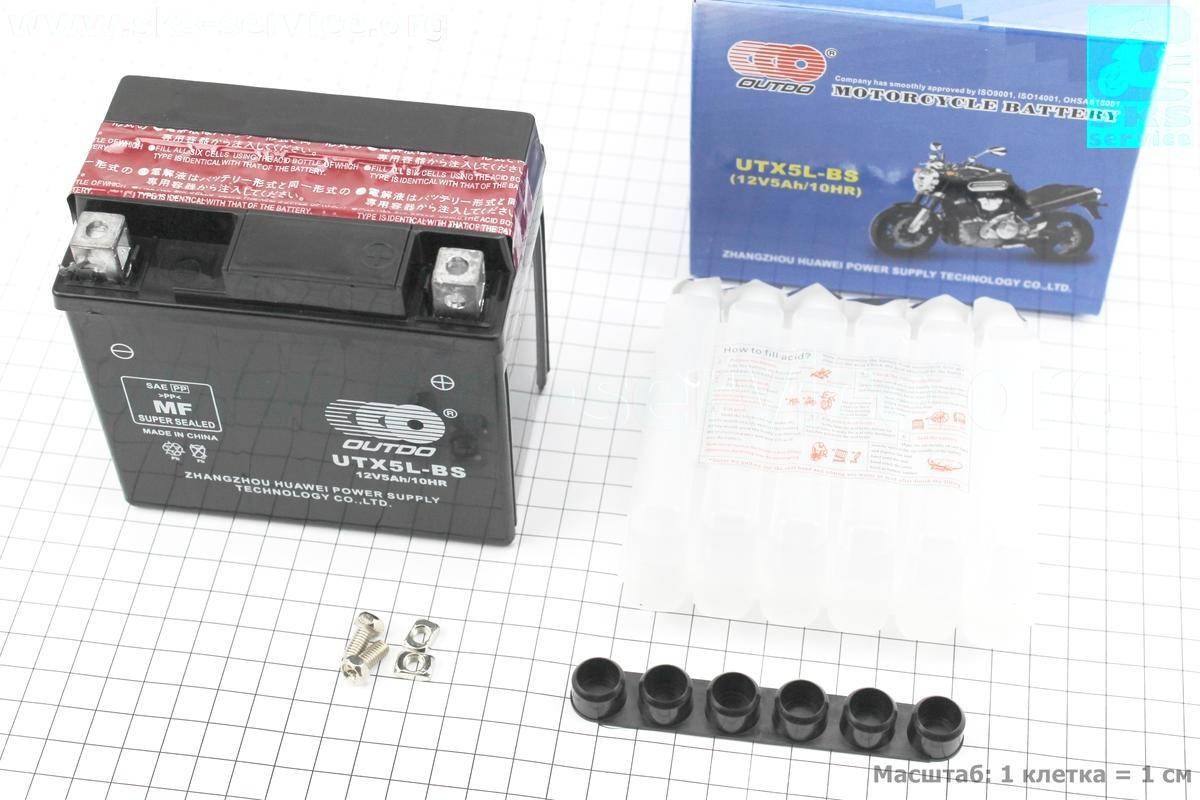 

Аккумулятор 5Аh UTX5L-BS кислотный (L113*W70*H105mm), 2022 (348014)