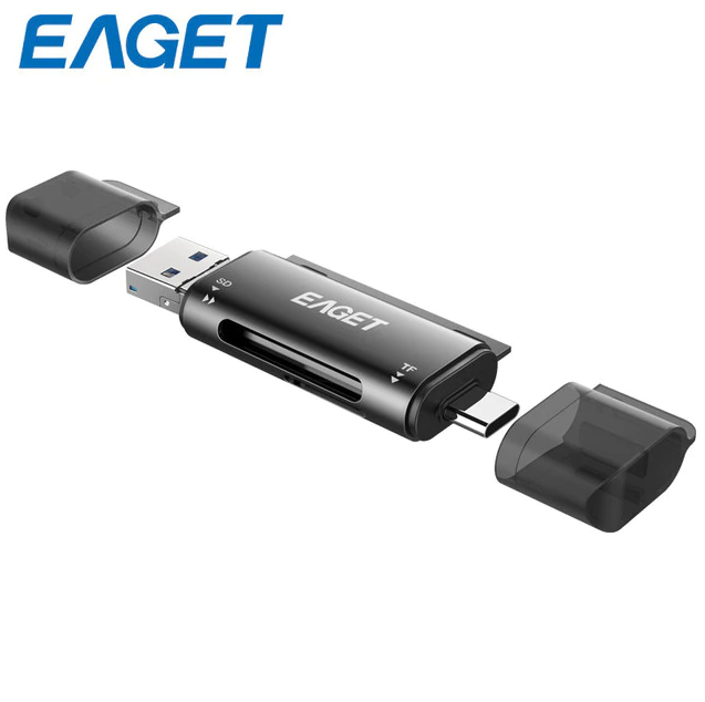 

Картридер USB 3.0 TF/SD EAGET EZ08 OTG адаптер (Type-C, Micro USB, USB 3.0), Серый