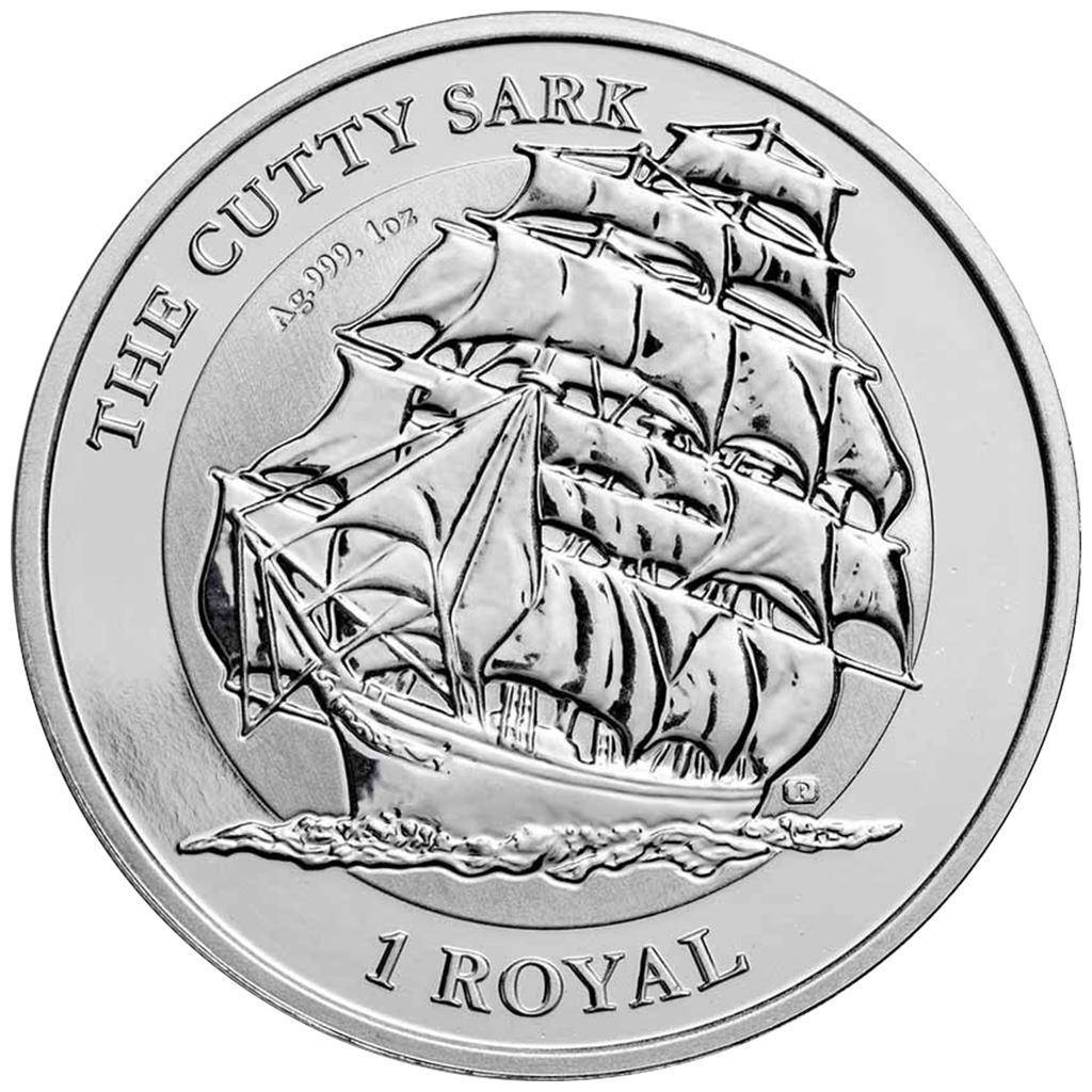 

Серебряный раунд монета парусник Катти Сарк Cutty Sark 1 royal 2021, тираж 10000