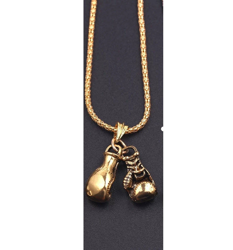 

Мужской кулон цепочка спорткулон боксерские перчатки украшения спорт бижутерия золотистый