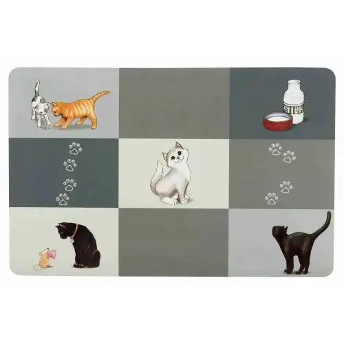 

Коврик под миски Trixie Patchwork для кошек, серый, 44×28 см
