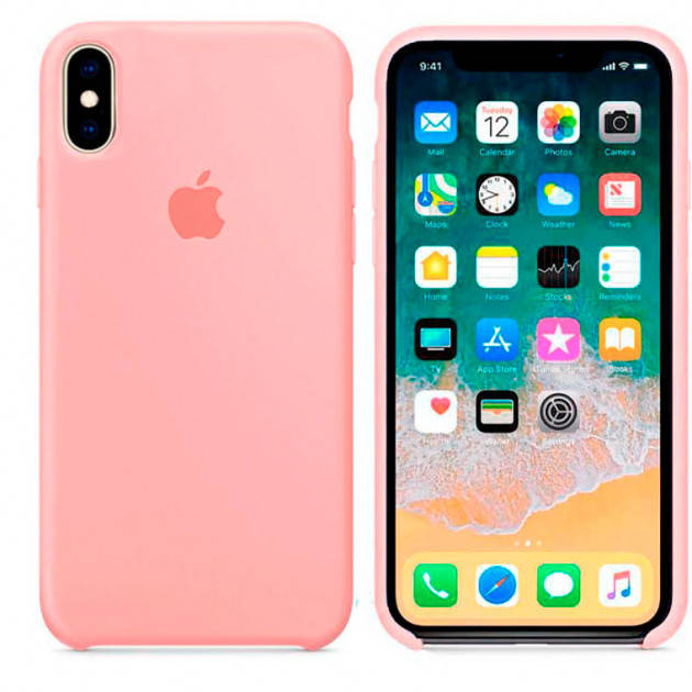 

Чехол для iPhone X Xs Silicone Case силиконовый с бархатом микрофиброй чохол на айфон х хс икс х персиковый 12