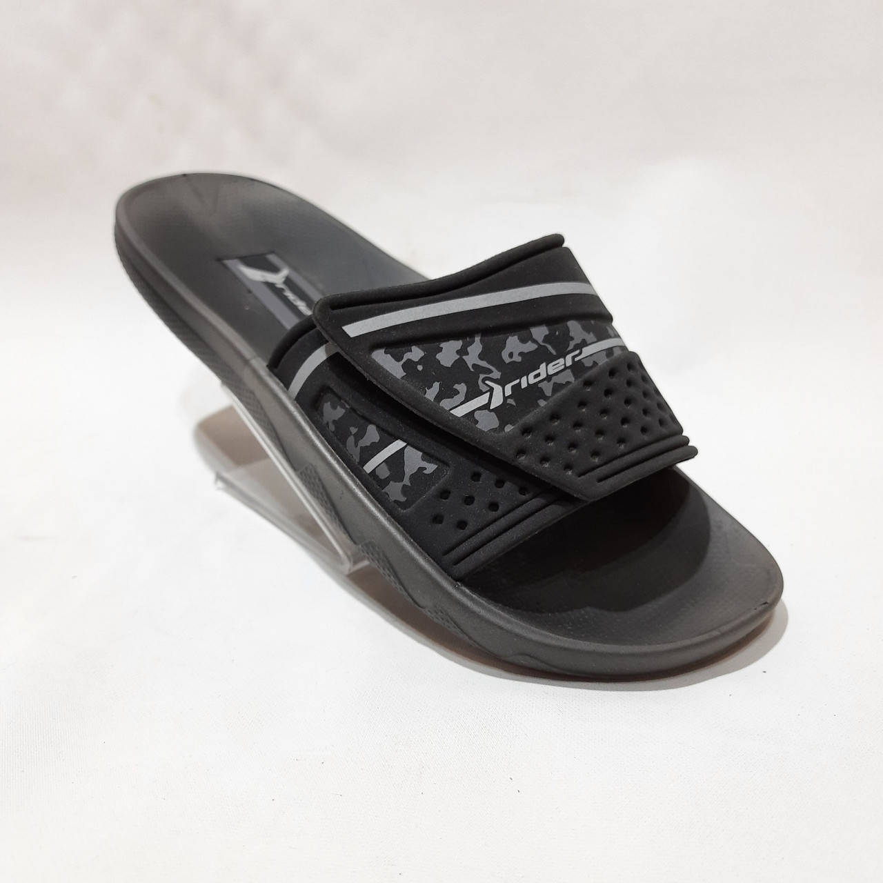

Мужские шлепанцы Rider, Райдер (39-24см,40-25см) износостойкая подошва оригинал на липучке маломерят, Черный
