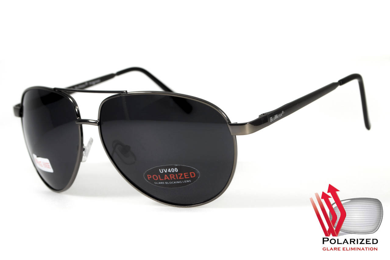 

Очки поляризационные BluWater AirForce GunMetal Polarized (gray), чёрные линзы в серой металлической оправе