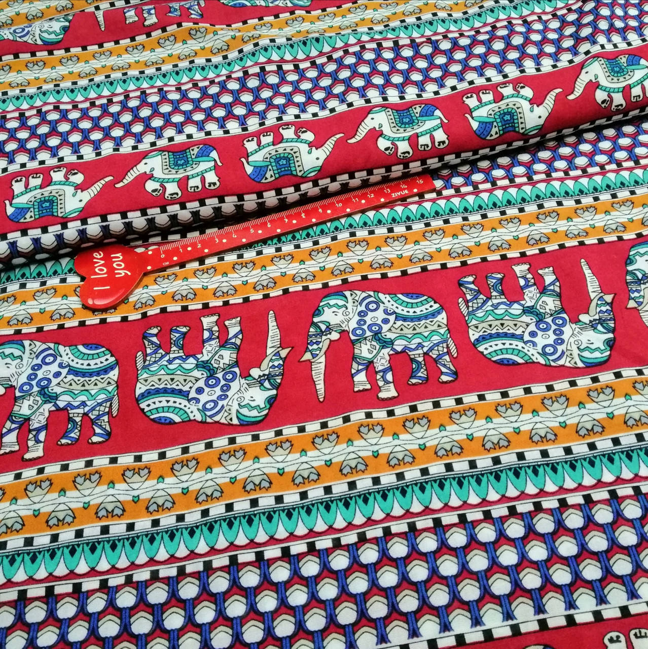 

Ткань штапель принт слоники