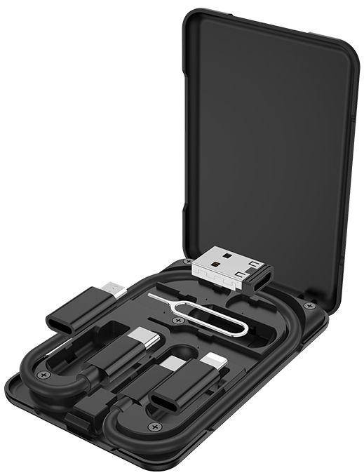 

Кабель USB Hoco U86 Treasure Charging 3in1 + Storage Case 3A 0.28M Black