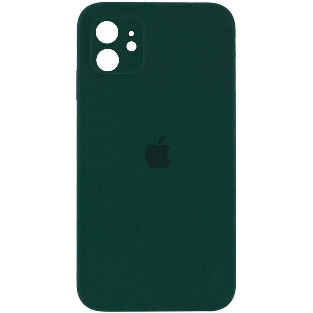 

Чехол Silicone Case для Apple iPhone 11 (6.1) квадратный в стиле 12 закрытый низ и камера (Dark green) Зеленый, Зелёный