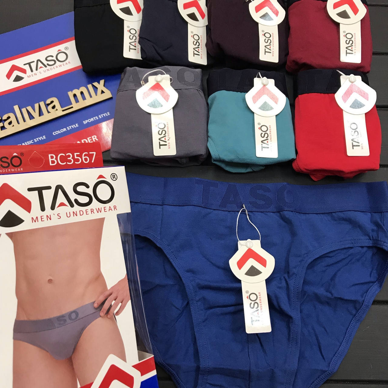 

Мужские хлопковые плавки на спортивной резинке TASO 2XL, Синий