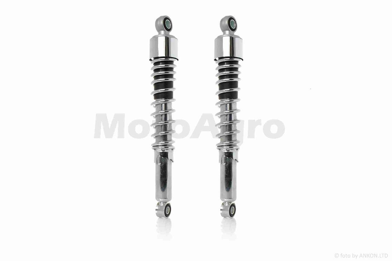 

Амортизаторы задние Delta 345mm, регулируемые, короткий стакан, хром