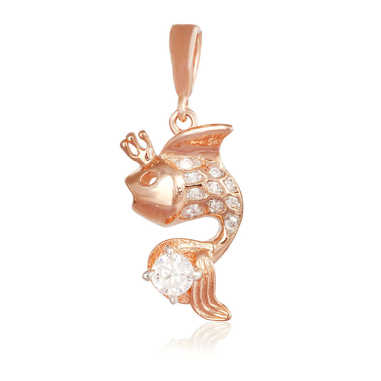 

Серебряный подвес с фианитом - "Рыбка" П3Ф/323