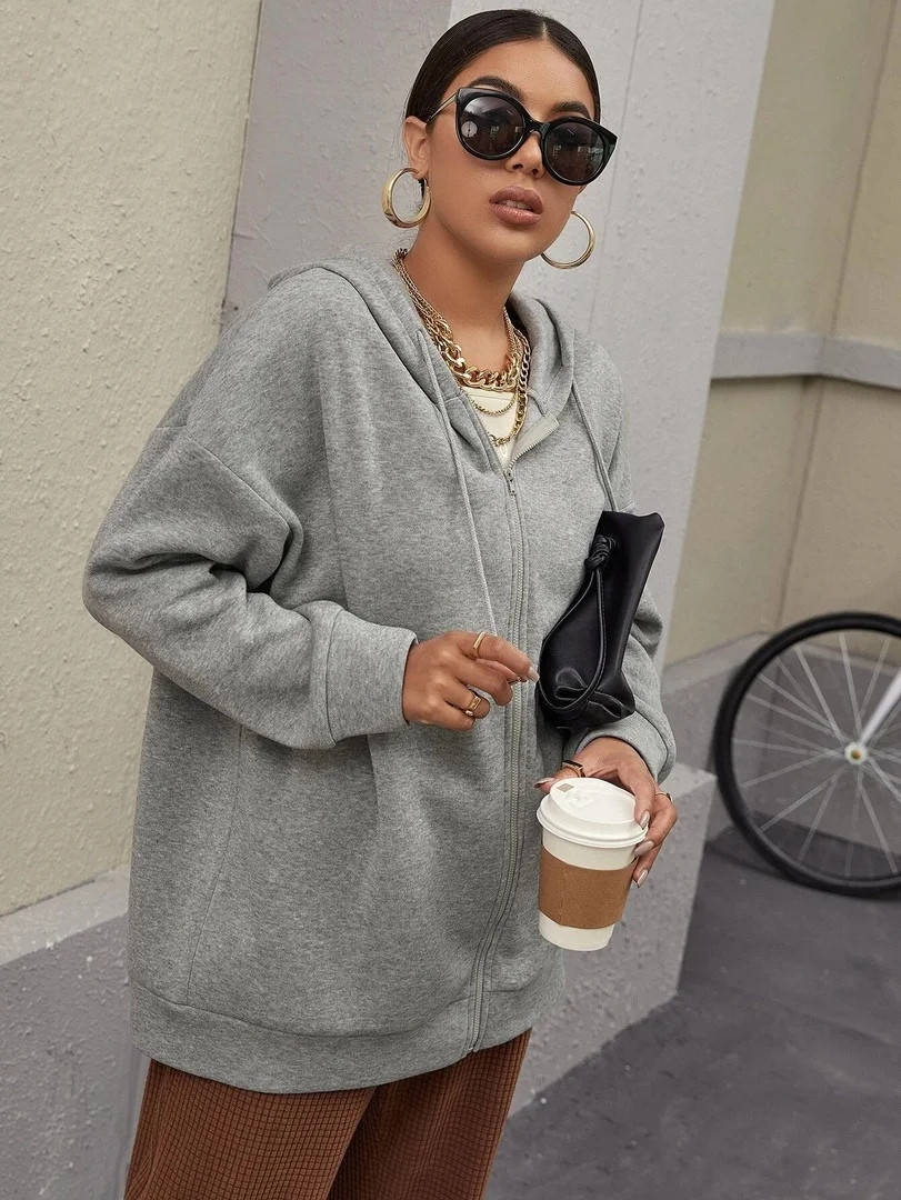 

Женская толстовка OVERSIZE на молнии с капюшоном 50, Серый