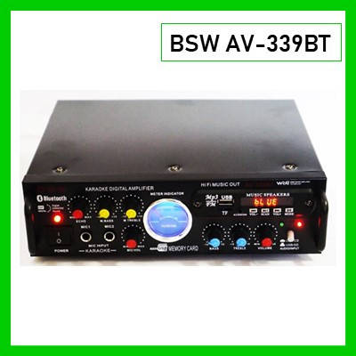 

Усилитель звука BSW AV-339BT для караоке двухканальный Bluetooth USB Fm Mp3, Черный