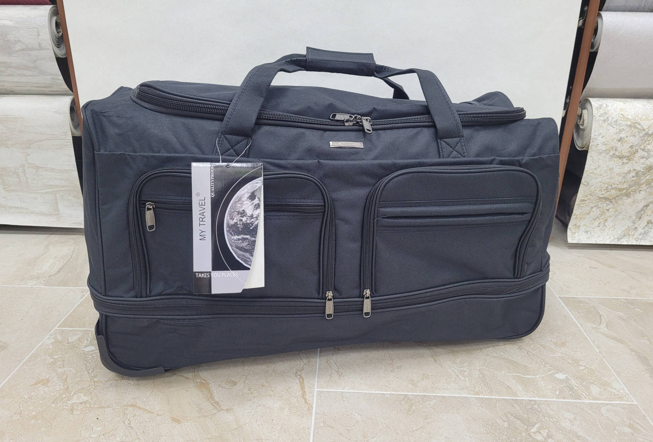 

Сумка на колесах большая черная MY TREVEL увеличивается в объеме с 85л до 115л, Черный