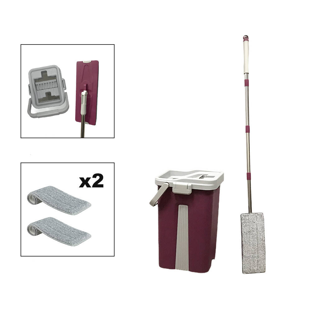 

Комплект швабра с ведром с автоматическим отжимом Чудо швабра лентяйка для уборки Scratch Easy Mop Сиреневый
