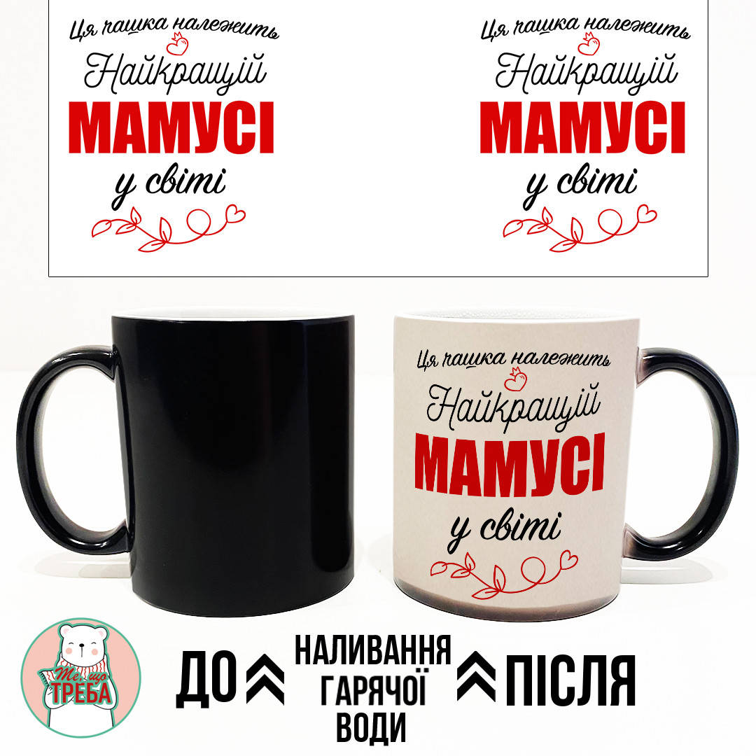 

Горнятко / чашка "Ця чашка належить найкращій мамусі у світі" червоний шрифт Червоний Хамелеон ЧОРНИЙ