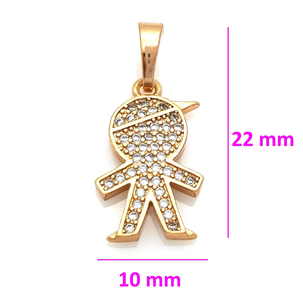 

Кулон позолоченный Мальчик в кепочке, с россыпью камней, медсталь, 18К