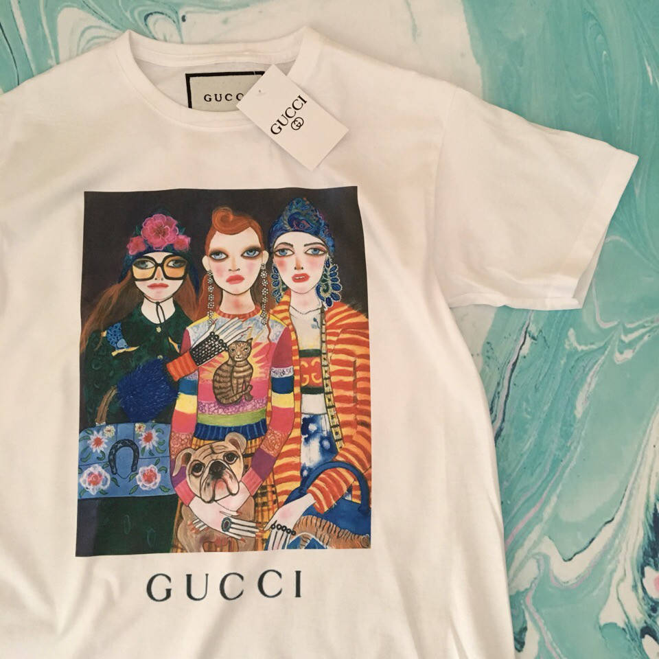 

Футболка Гуччи белая Gucci мужская с рисунком Girls