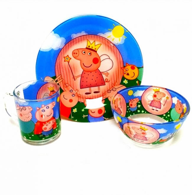 

Набор детской посуды "Пеппа новая" тарелка, чашка, пиала (A9551/54)