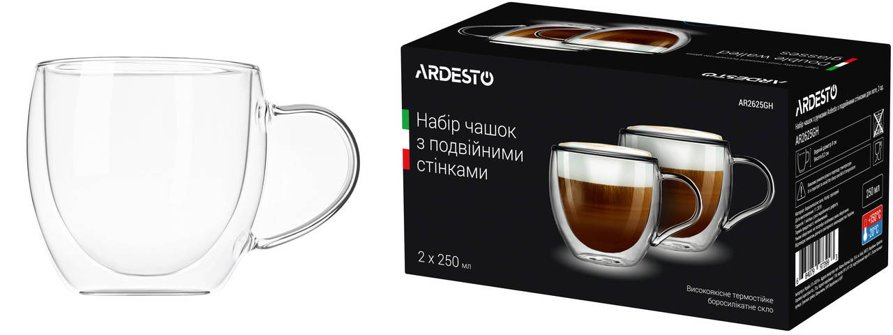 

Набор чашек с двойными стенками - 2 шт по 250 мл Ardesto AR2625GH
