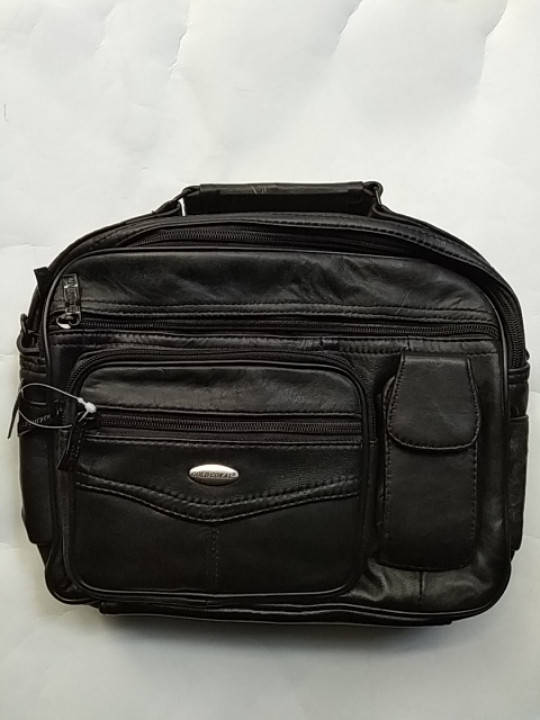 

Чоловіча сумка шкіряна горизонтальна з ручкою чорна Gold Coral, Черный