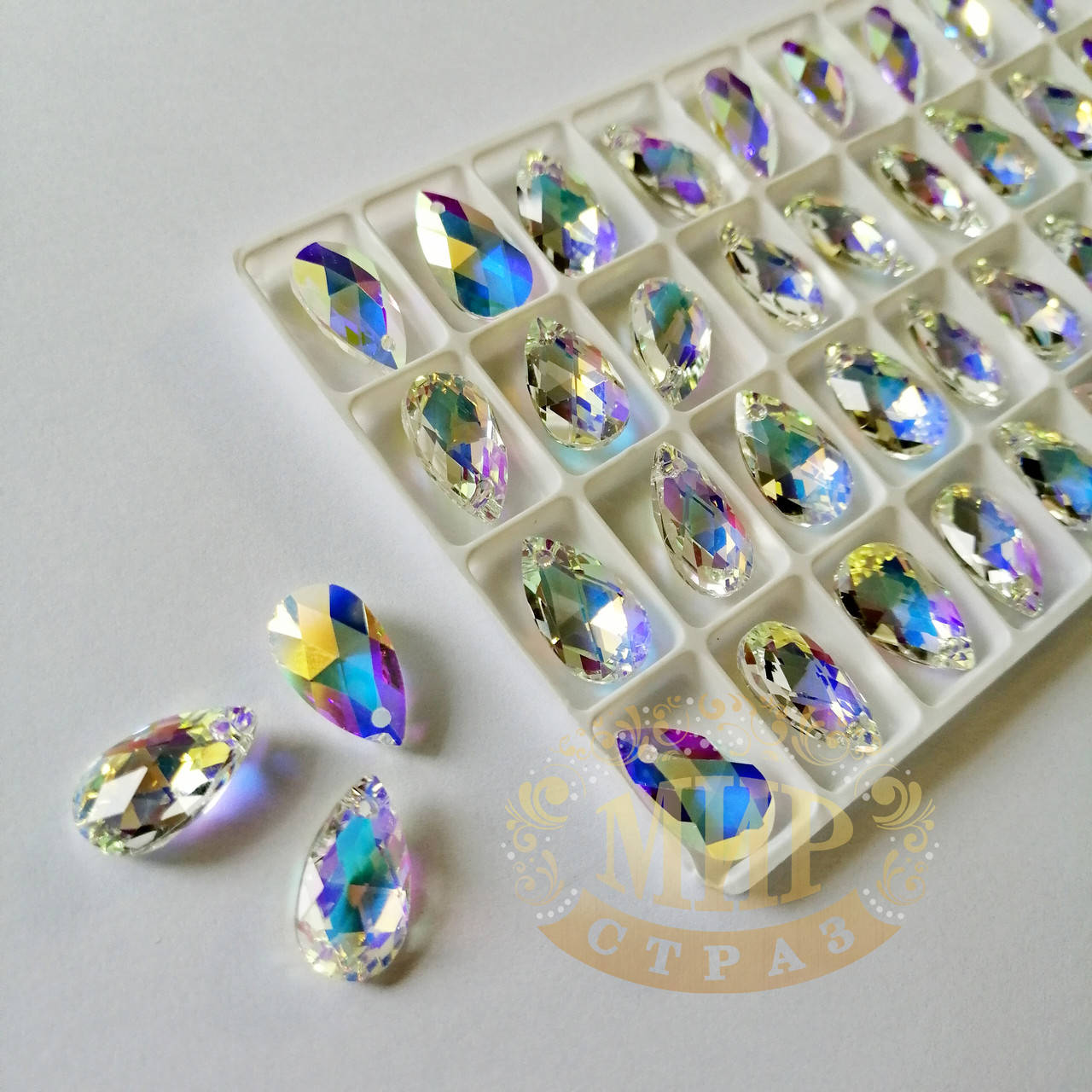 

Стеклянная подвеска Капля, 9х16 мм, Crystal AB, 1шт