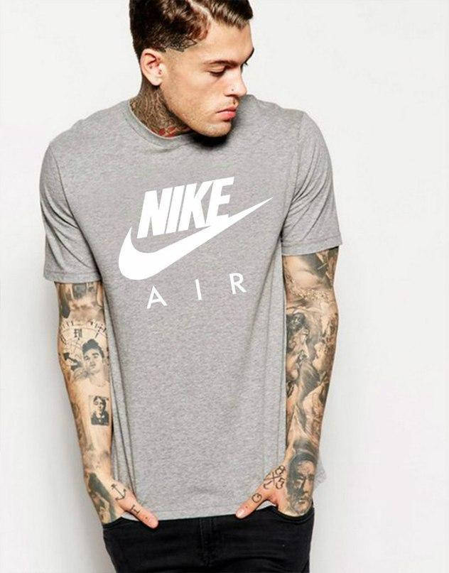 

Мужская футболка Найк, спортивная летняя футболка Nike, Турецкий хлопок, L серая