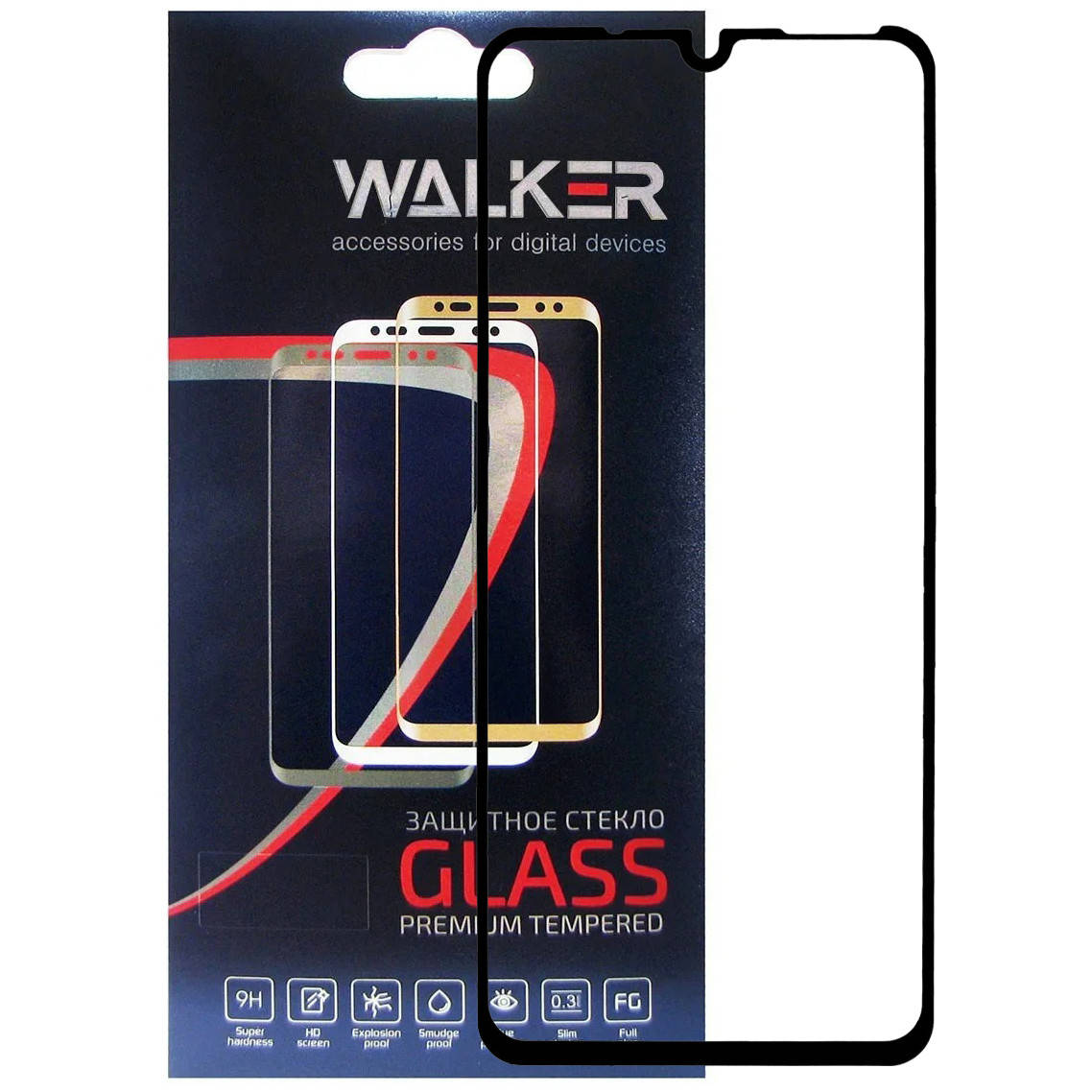

Защитное стекло Walker 3D Full Glue для Vivo V11 / V11 Pro Black, Черный