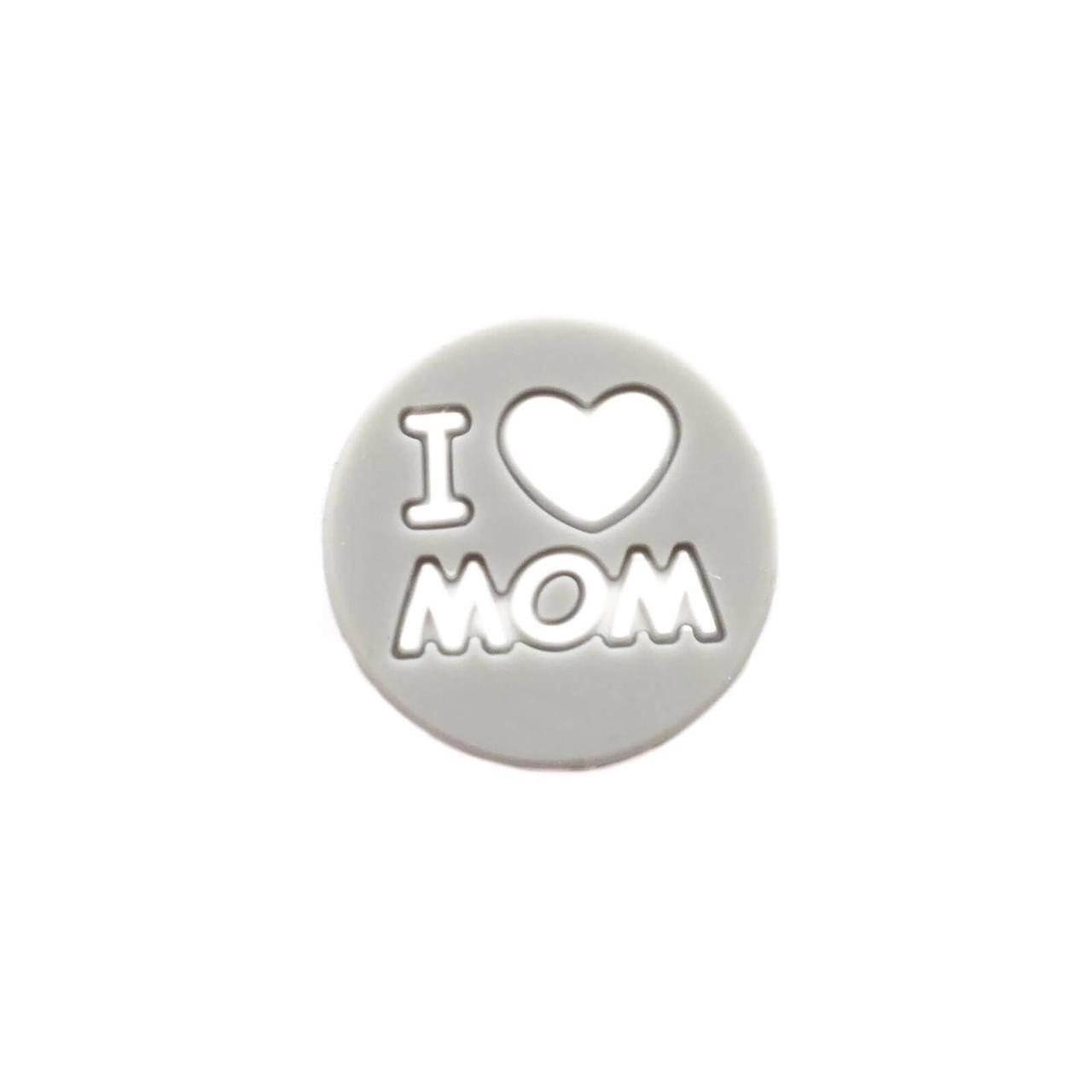 

I LOVE MOM (светло-серый) силиконовые бусины из пищевого силикона