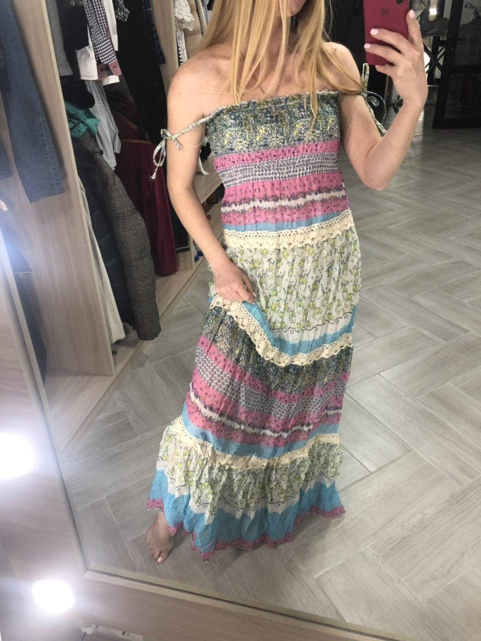 

Сарафан-юбка шифоновый с коттоновой прошвой SAN длинный