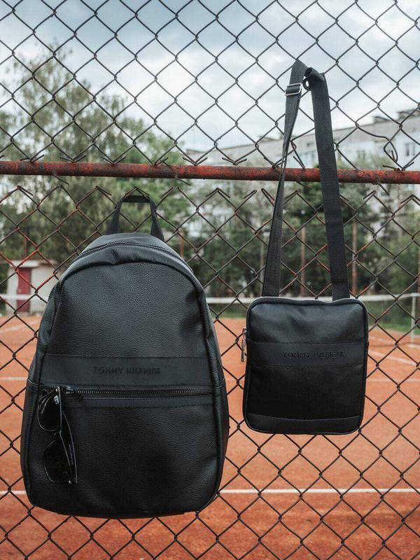 

Комплект на подарок tommy hilfiger рюкзак барсетка мессенджер сумка, Черный