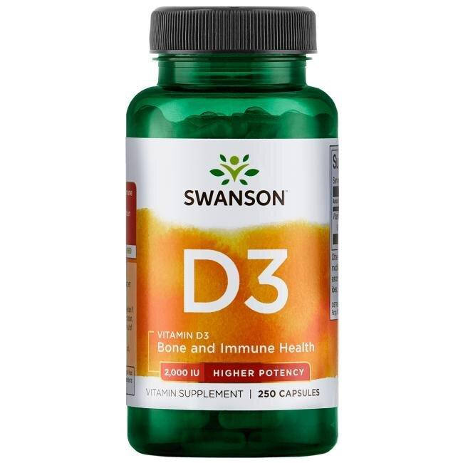 

Витамин Д3, Vitamin D3, Swanson, 2000 МЕ (50мкг), 250 капсул (SWV-11210)