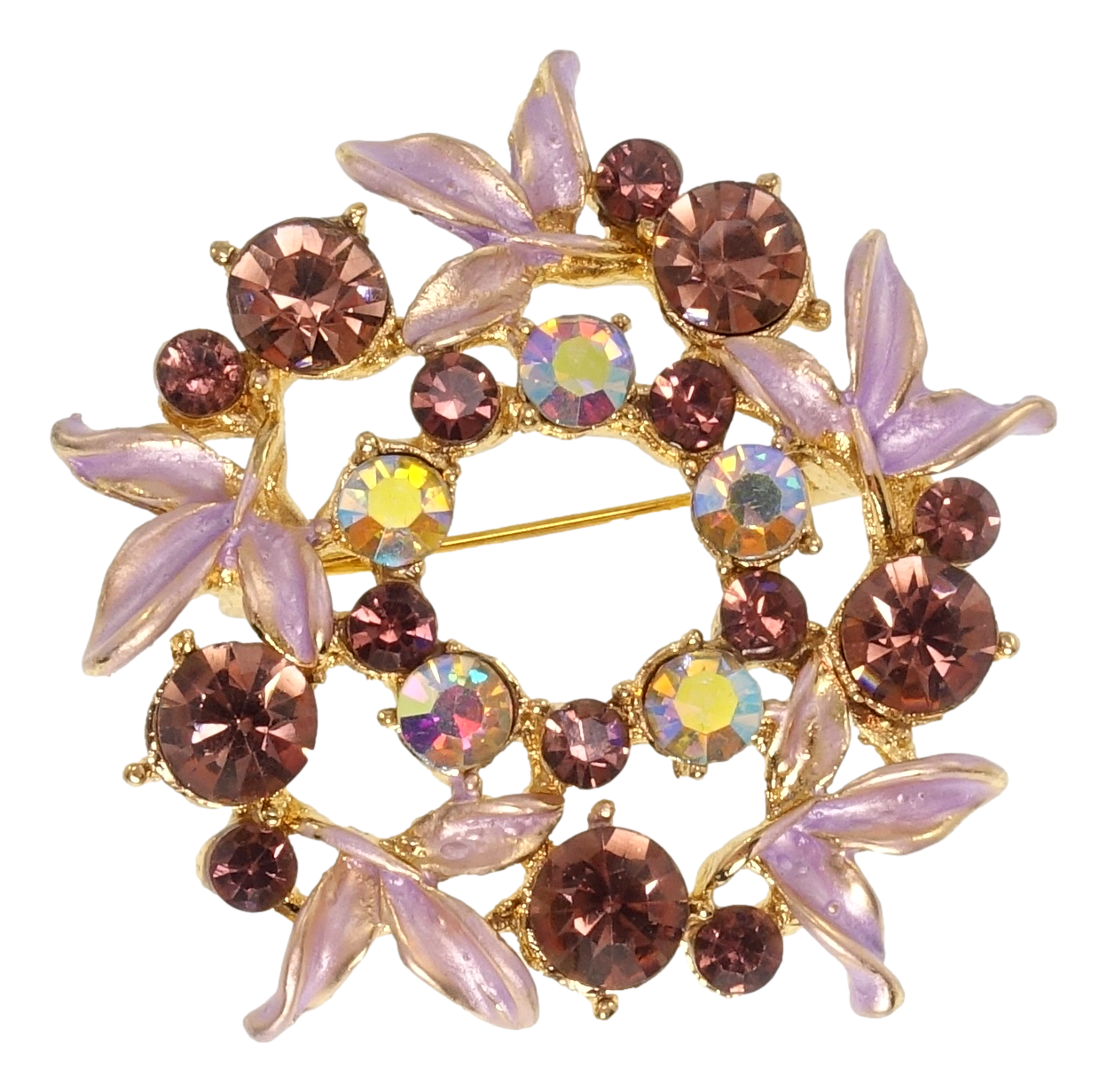 

Брошь "Веночек с бордовыми стразами"