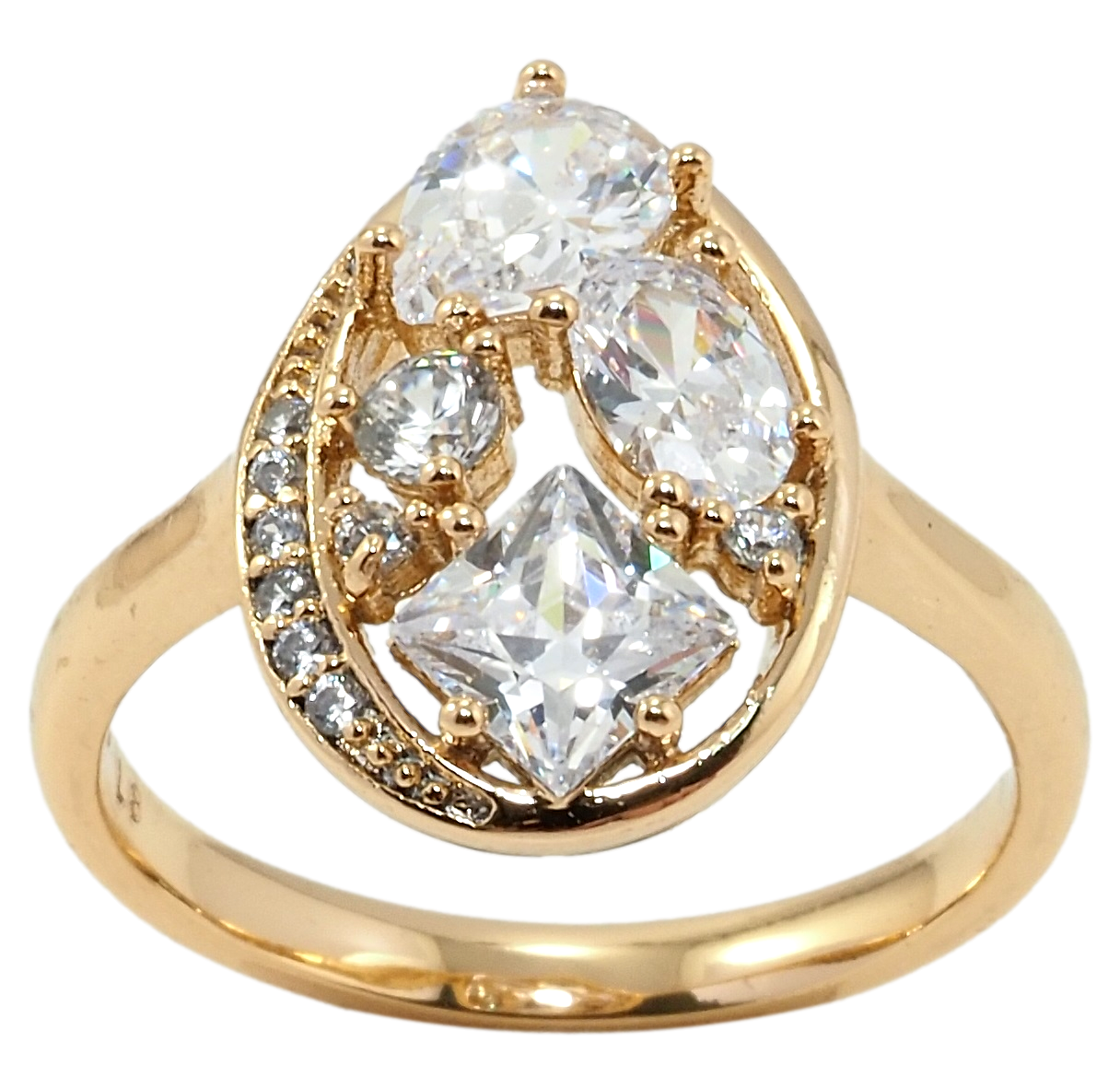 

Кольцо Xuping Позолота 18K "Капля с россыпью фианитов" р.17,18,18.5,19,19.5,20.5