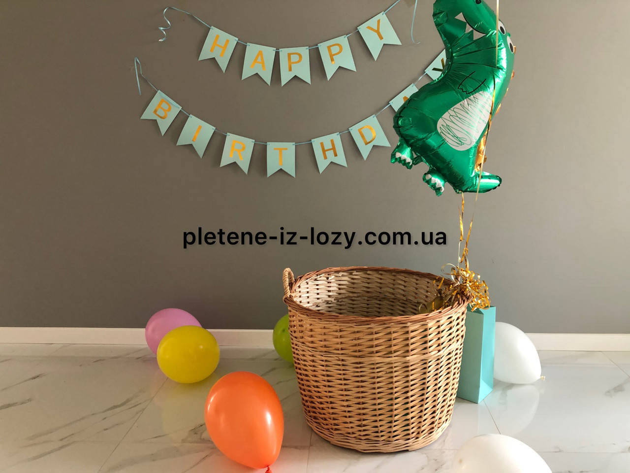 

Корзина декоративна із лози Д50 хВ45 см