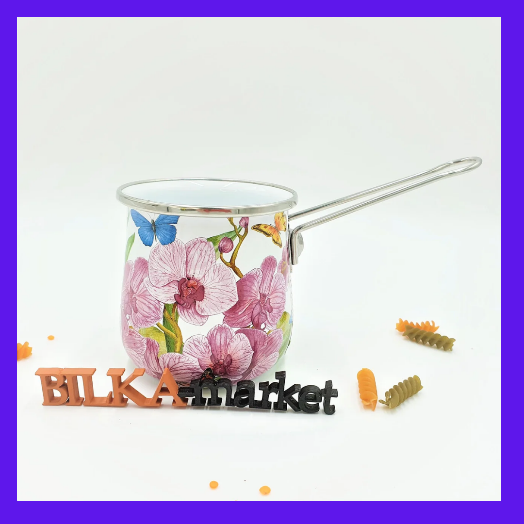 

Эмалированная Турка ковшик Орхидея 600мл Interos 15116-21 Турция