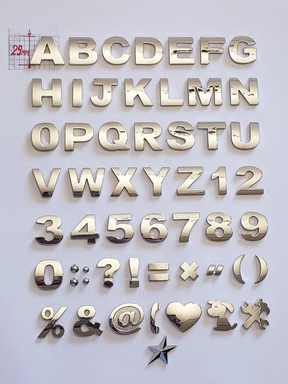 

Авто буква, цифра, символ, значок, 3D - хром